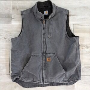 Carhartt Vest Gravel Gray Sandstone Sherpa Lined Mock Men's XL